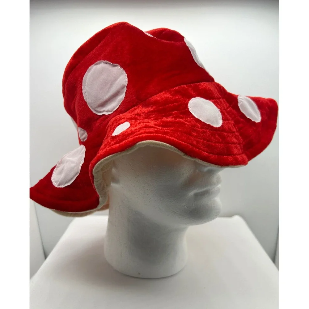 Spirit Halloween Red Mushroom Toadstool Polka Dot Velvet Hat Costume 01572940